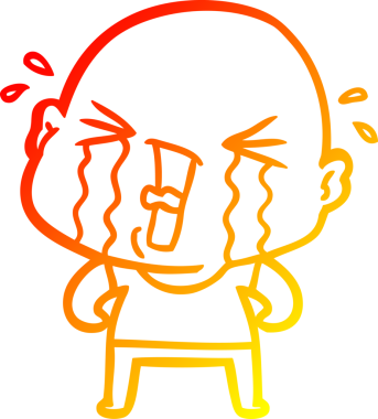 Bir insan tarafından çizilmiş, ağlayan kel bir adamın çizgi çizimi.