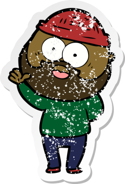 Bir insan tarafından çizilmiş sakallı bir adamın sıkıntılı çıkartması.