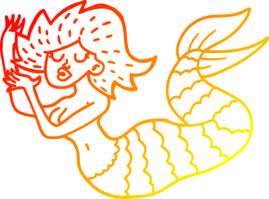 Bir insan tarafından çizilmiş karikatür kadın denizkızı çizimi.