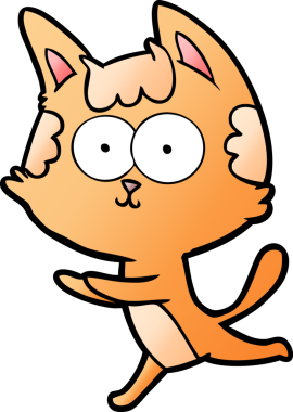 Bir insan tarafından çizilmiş mutlu çizgi film kedisi.