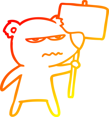 Bir insan tarafından çizilmiş kızgın ayı karikatürünün sıcak çizgi çizimi