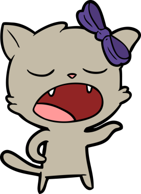 Bir insan tarafından çizilmiş esneyen kedi çizgi filmi.