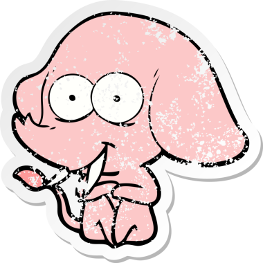 Bir insan tarafından çizilmiş mutlu bir filin sıkıntılı çıkartması.