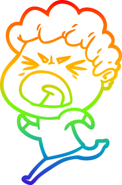 Bir insan tarafından çizilmiş öfkeli bir adamın çizdiği gökkuşağı gradyan çizgisi.