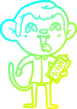 Bir insan tarafından çizilmiş panosu olan çılgın bir maymun çizimi.