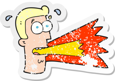 Bir insan tarafından çizilmiş bağıran bir karikatürün gerilimli yapıştırması.