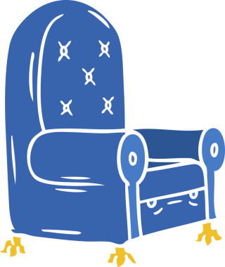 Bir insan tarafından çizilmiş mavi bir koltuk karalaması.