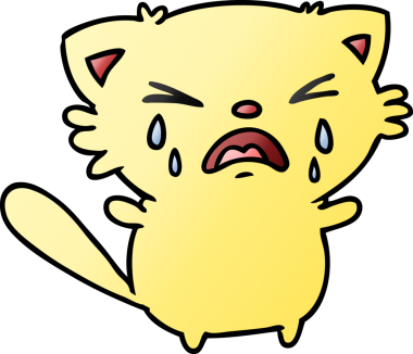 Şirin bir kawai kedisinin insan tarafından çizilmiş gradyan çizimi.