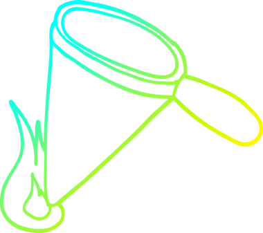 Bir insan tarafından çizilen çizgi film büyütecinin soğuk gradyan çizgisi.