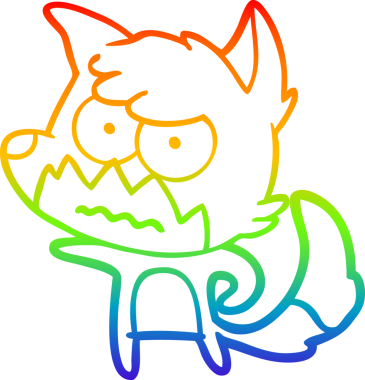 Gökkuşağı gradyan çizgi çizimi bir insan tarafından çizilmiş bir tilki