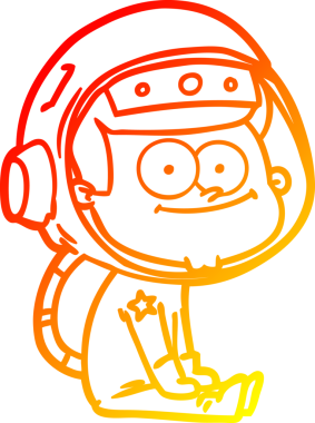 Bir insan tarafından çizilmiş mutlu bir astronot çizgi filminin sıcak gradyan çizimi