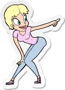 Çizgi film çıkartması. Güzel bir kadın, bir insan tarafından çizilmiş.