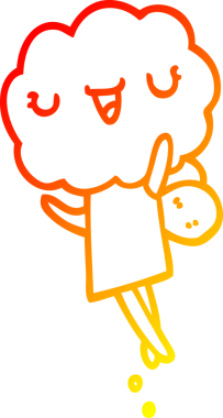 Bir insan tarafından çizilmiş sevimli bir karikatür bulutu kafası çizimi.