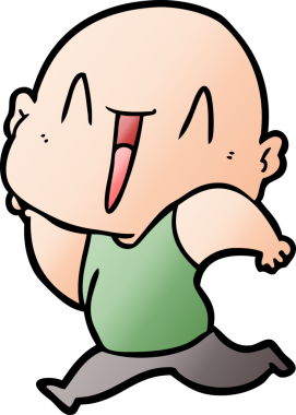 Bir insan tarafından çizilmiş mutlu, kel adam.