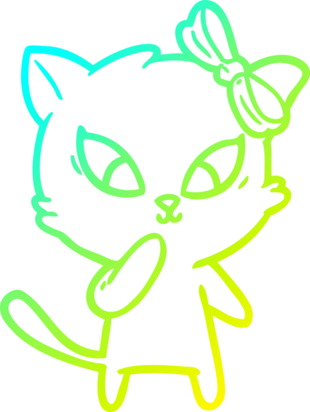 Bir insan tarafından çizilen çizgi film kedisinin soğuk gradyan çizgisi.