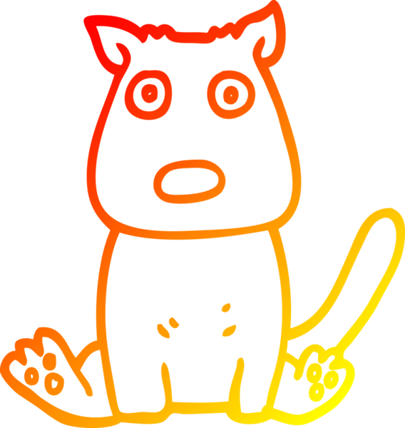 Bir insan tarafından çizilen sakin bir köpeğin sıcak çizgi çizimi