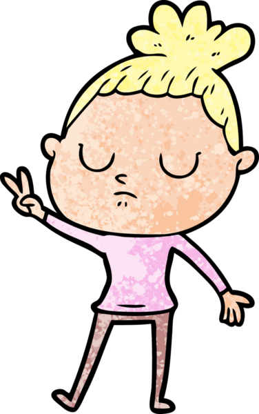 Bir insan tarafından çizilmiş sakin bir kadın çizgi filmi.