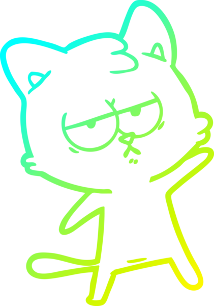 Sıkılmış çizgi film kedisinin insan tarafından çizilmiş soğuk gradyan çizgisi