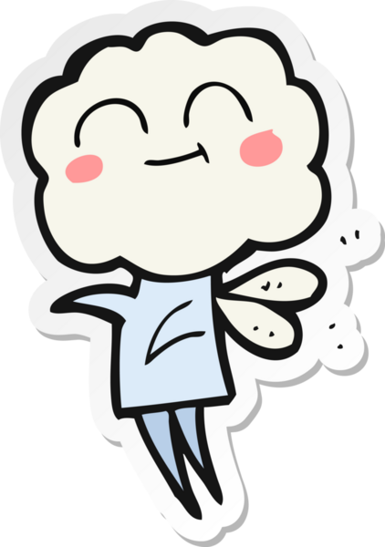 Bir insan tarafından çizilmiş şirin bulut kafalı bir şeytanın çıkartması.