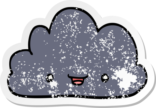 Bir insan tarafından çizilmiş mutlu bir karikatür bulutunun sıkıntılı çıkartması.