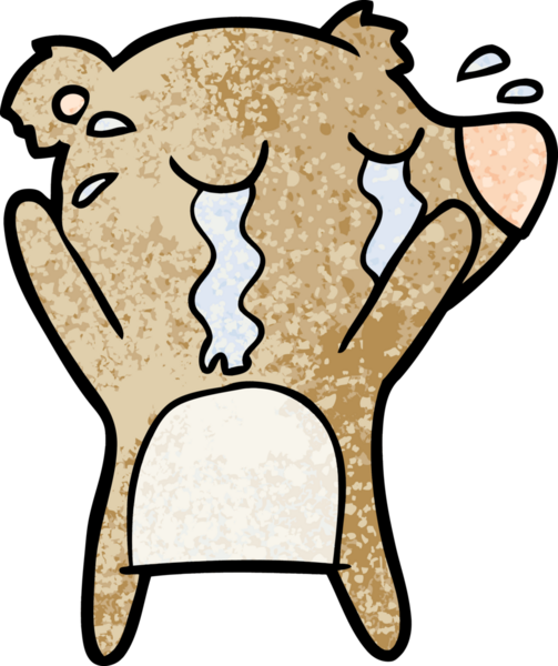 Bir insan tarafından çizilmiş ağlayan ayı karikatürü.