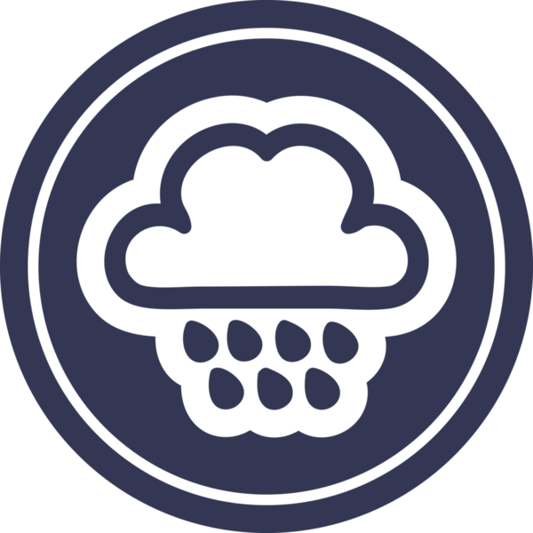 Bir insan tarafından çizilmiş yağmur bulutu dairesel simgesi