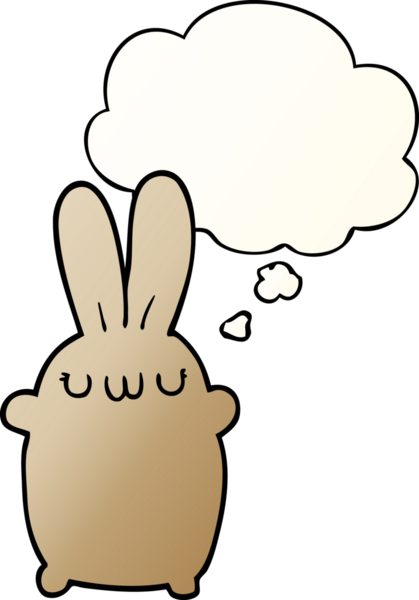 Düşünce baloncuklu çizgi film tavşanı bir insan tarafından çizilmiş.
