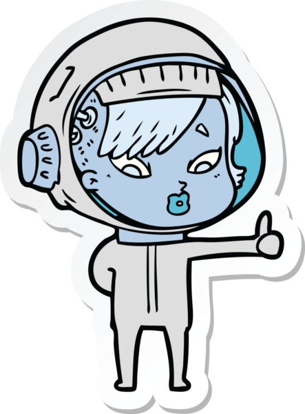 Bir insan tarafından çizilmiş astronot bir kadının çıkartması.