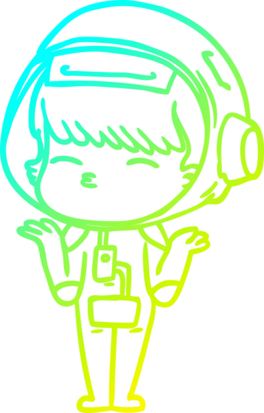 Bir insan tarafından çizilmiş soğuk gradyan çizgi çizimi meraklı bir astronot.