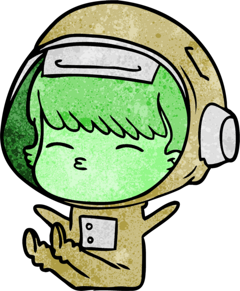 Bir insan tarafından çizilmiş meraklı astronot çizgi filmi.