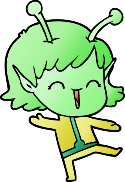 Bir insan tarafından çizilmiş uzaylı kız.