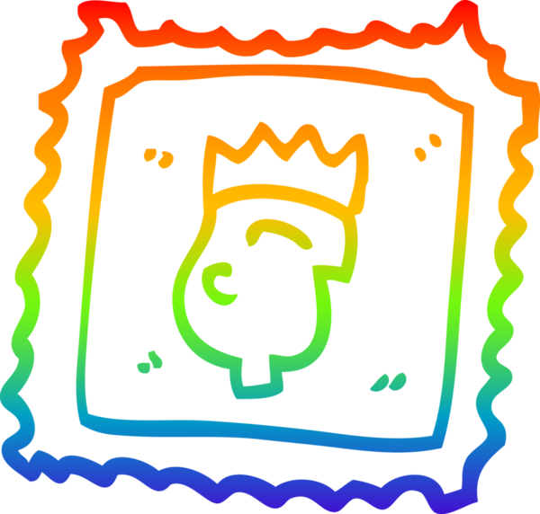 gökkuşağı gradyanı bir insan tarafından çizilmiş bir karton damga çizimi