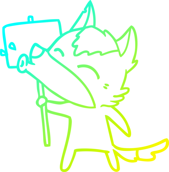 Bir insan tarafından çizilen uluyan kurt çizgi filminin soğuk gradyan çizimi