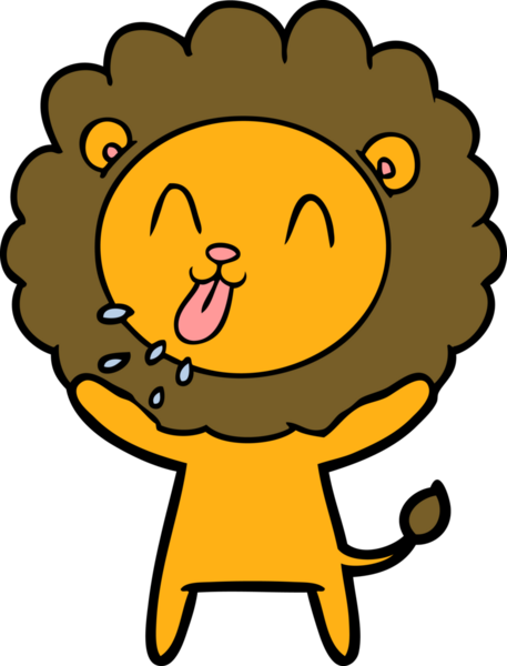 Bir insan tarafından çizilmiş mutlu çizgi film aslanı.