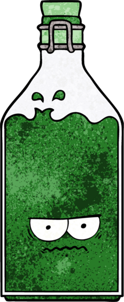 Bir insan tarafından çizilmiş eski bir şişe.