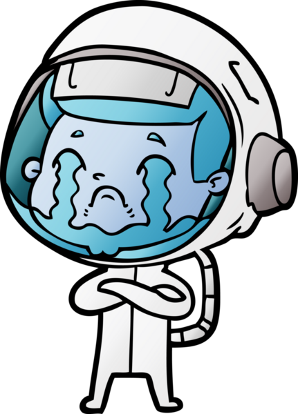 Bir insan tarafından çizilmiş ağlayan astronot çizgi filmi.