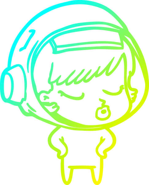 Bir çizgi film karakteri çizen soğuk gradyan bir insan tarafından çizilmiş güzel astronot kız.