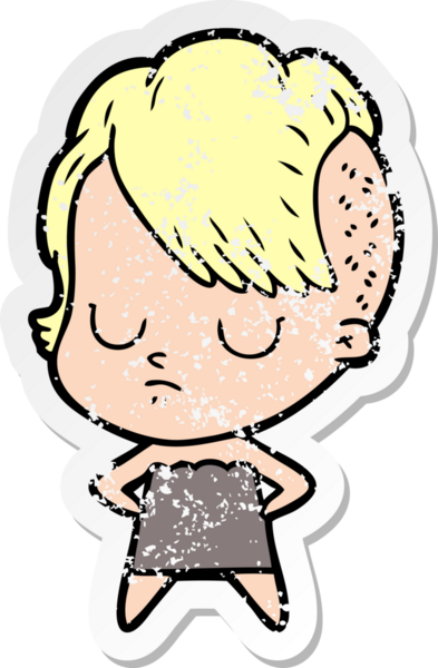 Bir insan tarafından çizilmiş karikatür bir kadının sıkıntılı çıkartması.