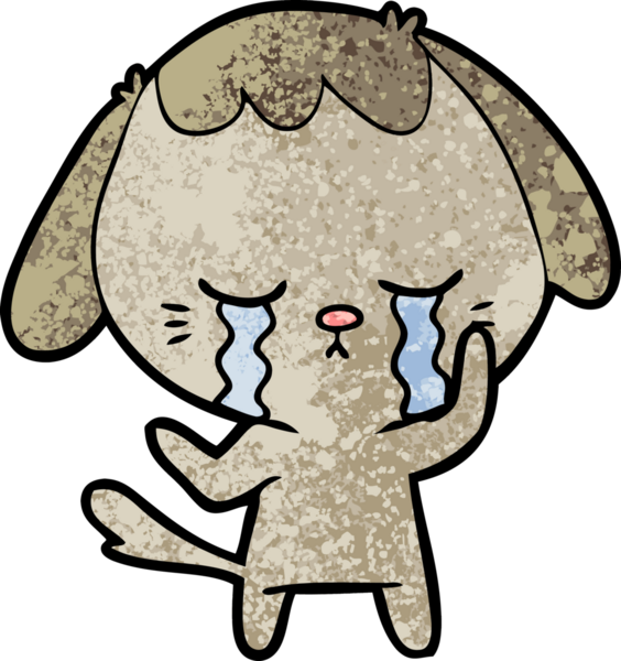 Bir insan tarafından çizilmiş şirin köpek yavrusu ağlama çizgi filmi