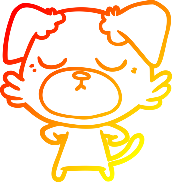 Bir insan tarafından çizilmiş sevimli bir köpeğin sıcak çizgi çizgisi.