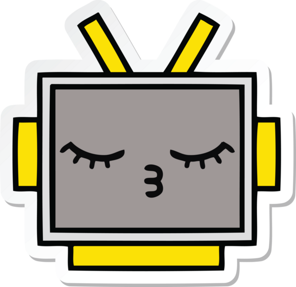 Bir insan tarafından çizilmiş şirin bir robot kafasının çıkartması.