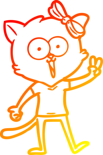 Bir insan tarafından çizilmiş çizgi film kedisinin sıcak çizgi çizimi