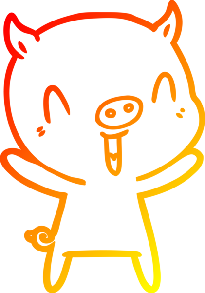 Bir insan tarafından çizilmiş mutlu çizgi film domuzu çizimi.