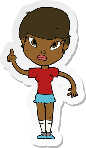 Bir insan tarafından çizilmiş fikri olan bir karikatür kadının çıkartması.