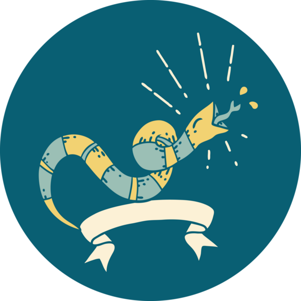 Bir insan tarafından çizilmiş dövme stili tıslayan yılanın simgesi