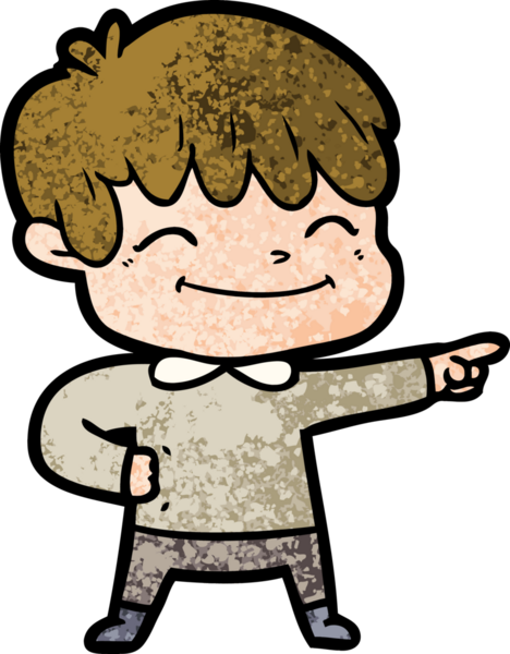 Bir insan tarafından çizilmiş mutlu çocuk çizgi filmi.