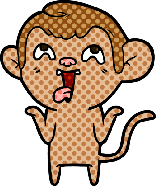 Bir insan tarafından çizilmiş çılgın çizgi film maymunu