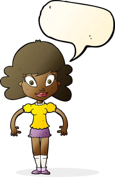 Bir insan tarafından çizilmiş konuşma balonu olan güzel bir kadın.