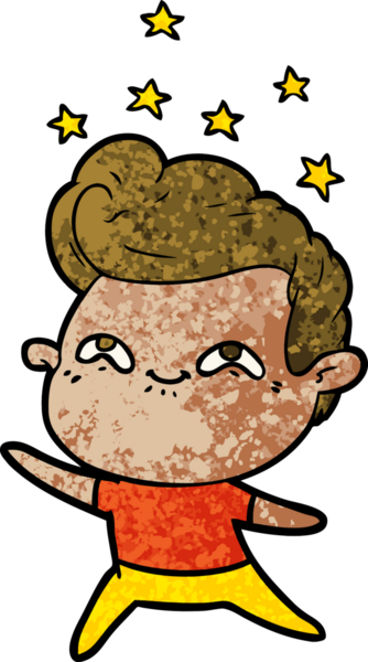 Bir insan tarafından çizilmiş heyecanlı bir çizgi film.