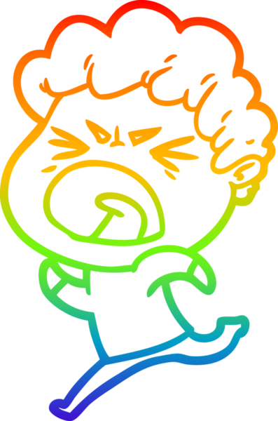 Bir insan tarafından çizilmiş öfkeli bir adamın çizdiği gökkuşağı gradyan çizgisi.